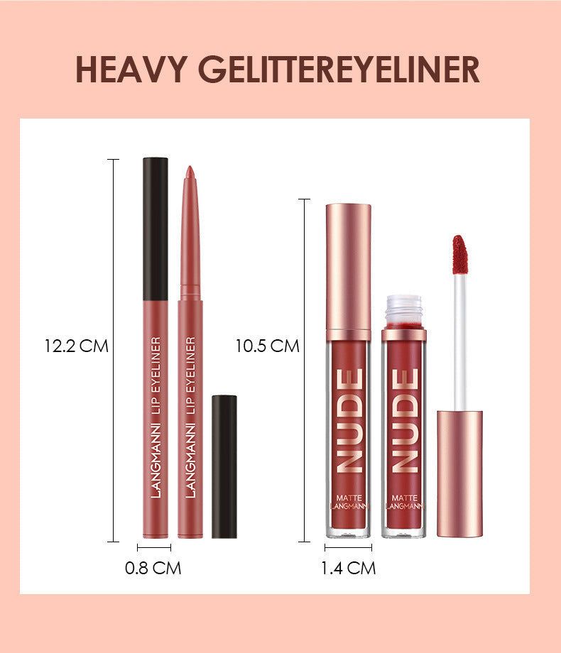 Waterproof Long Lasting Lip Liner And Lipstick Makeup 12 Pcs Set 6 Matte Lipstick 6 Lip Liner Pens