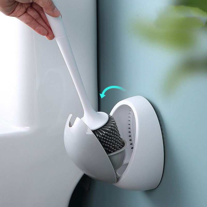 Wall-Mounted Toilet Brush with Silicone Head – Hygienic & Space-Saving