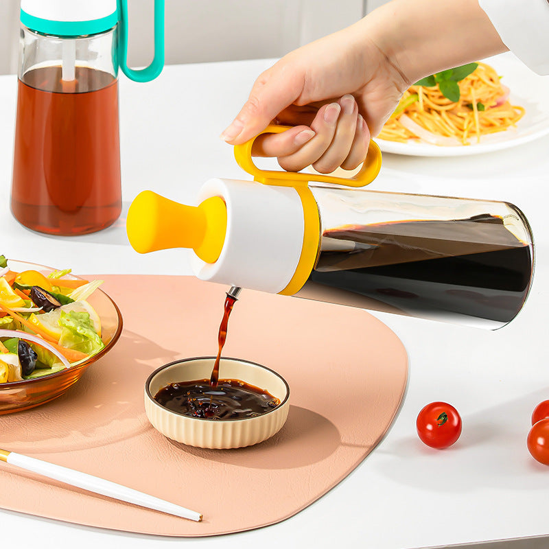 2 In 1 Oil Dispenser With Silicon Brush BBQ Oil Spray Glass Bottle Silicone For Barbecue Kitchen Gadgets