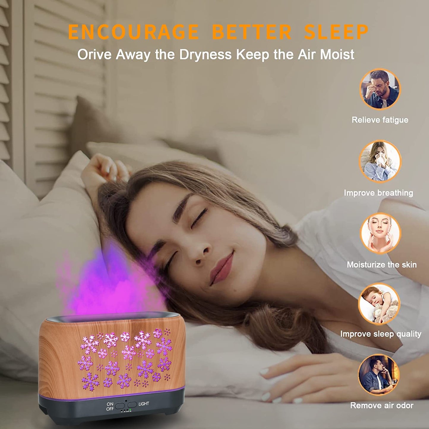 Christmas Snowflake Pattern Humidifier Household Colorful Aromatherapy