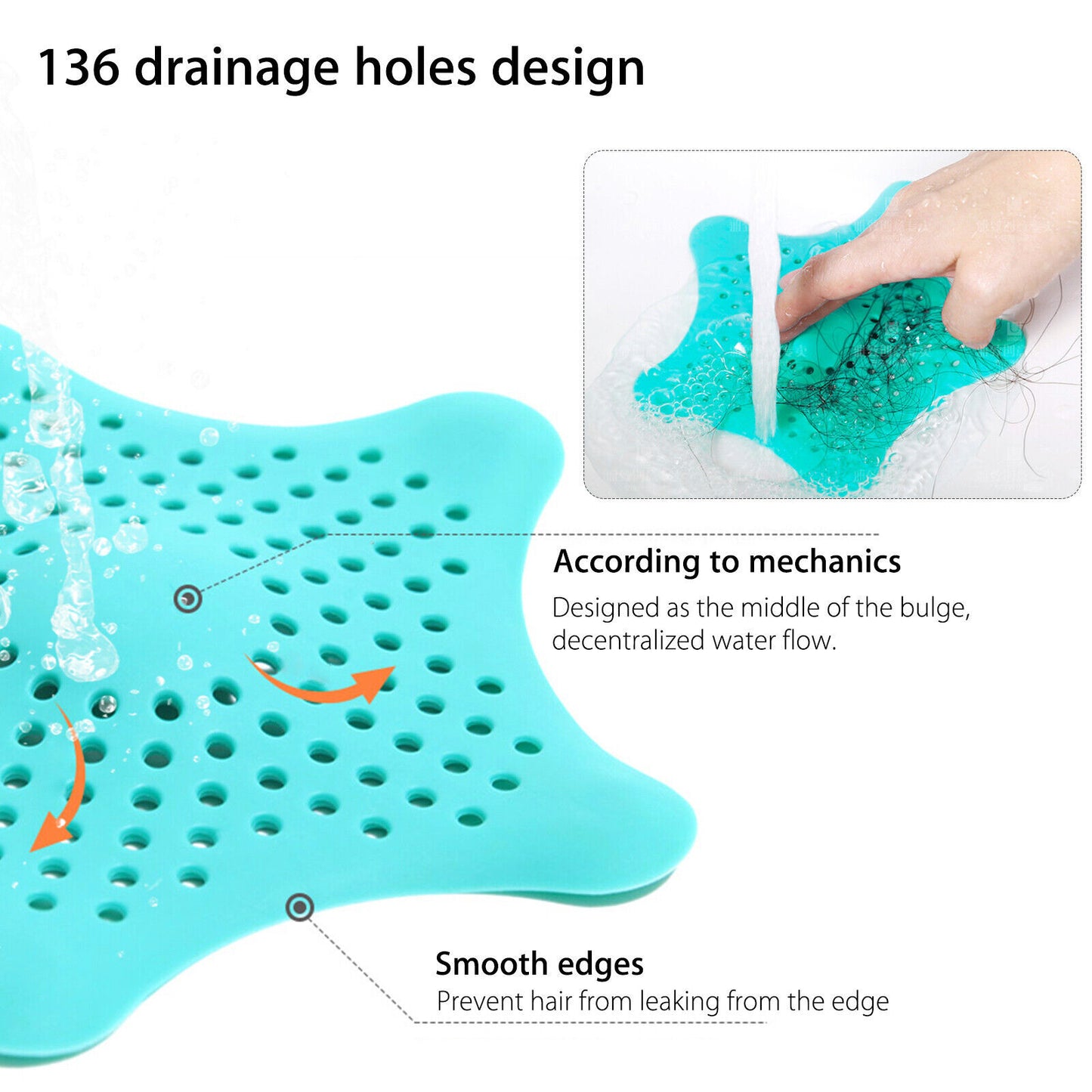 3-Pack Starfish Silicone Hair Catcher – Sink & Drain Filter for Bathroom