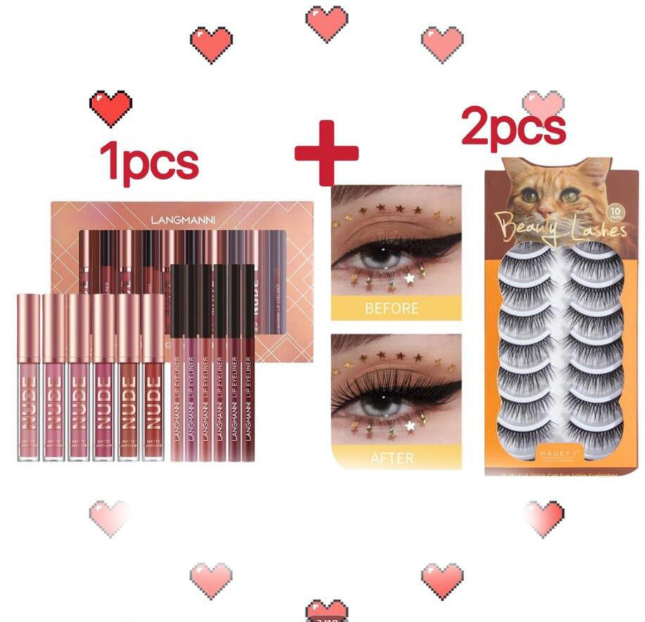 Waterproof Long Lasting  Lip Liner And Lipstick Makeup 12 Pcs Set 6 Matte Lipstick 6 Lip Liner Pens