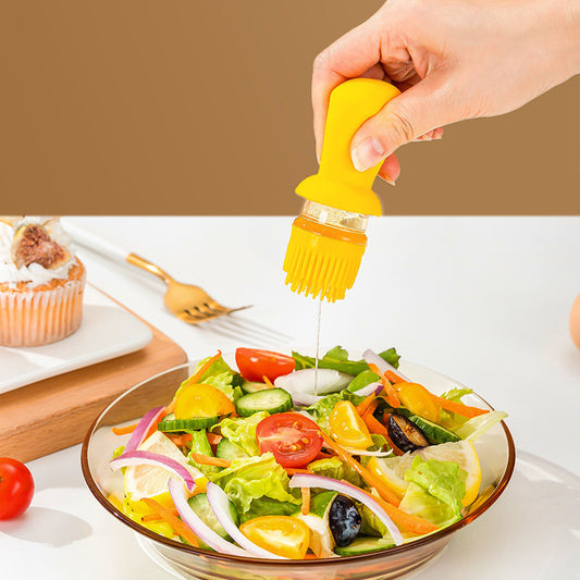 2 In 1 Oil Dispenser With Silicon Brush BBQ Oil Spray Glass Bottle Silicone For Barbecue Kitchen Gadgets