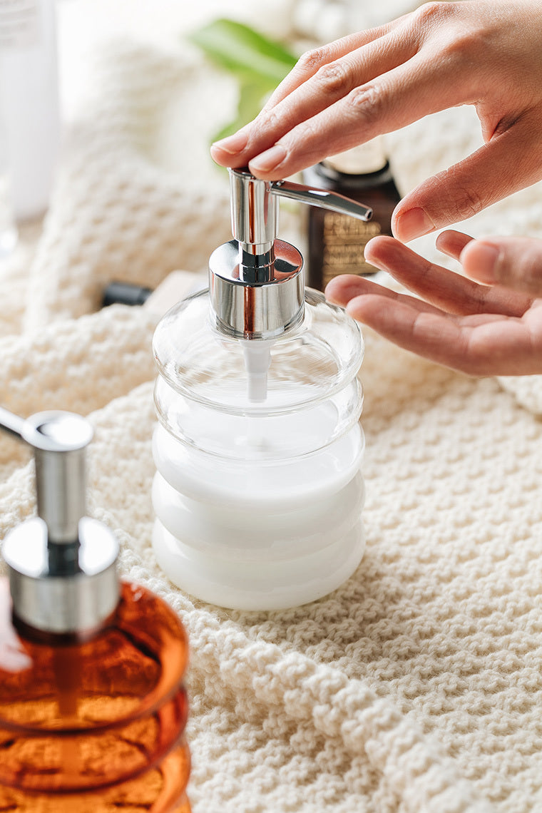 Glass Soap & Lotion Dispenser – Bathroom Countertop Bottle with Pump