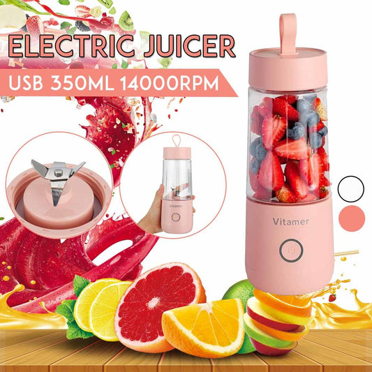 350ml Portable Blender Juicer Electric USB Rechargeable Mixer Smoothie Slushy Cup Kitchen Gadgets