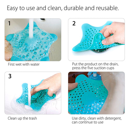 3-Pack Starfish Silicone Hair Catcher – Sink & Drain Filter for Bathroom